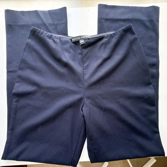 Ralph Lauren Black Label Stretch Wool Textured Trouser Blue Pants Womens 10 - Picture 2 of 15